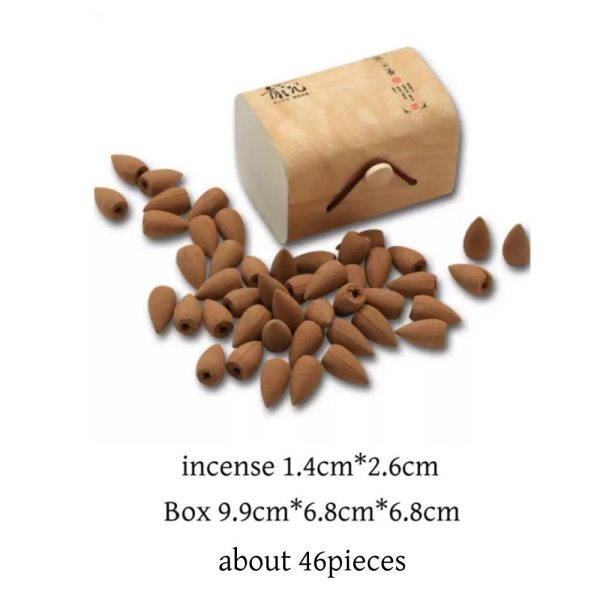 Chinese Magnolia Flower Fragrance Backflow Incense Cones Wooden Box