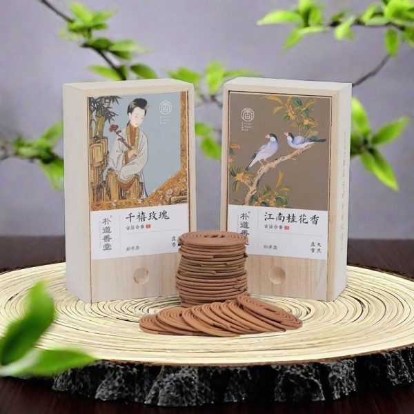 Chinese Traditional Natural Rose and Osmanthus Scent Coiled Incense Gift Set -- 2 Box